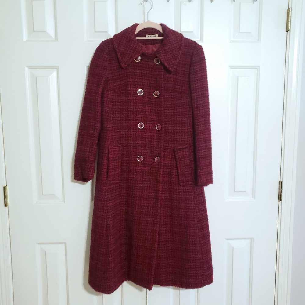 Vintage red and black peacoat